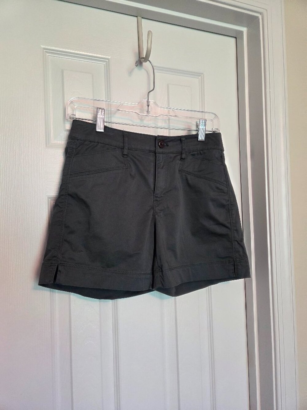 WHBM Sateen Shorts in Cool Olive, Size 0